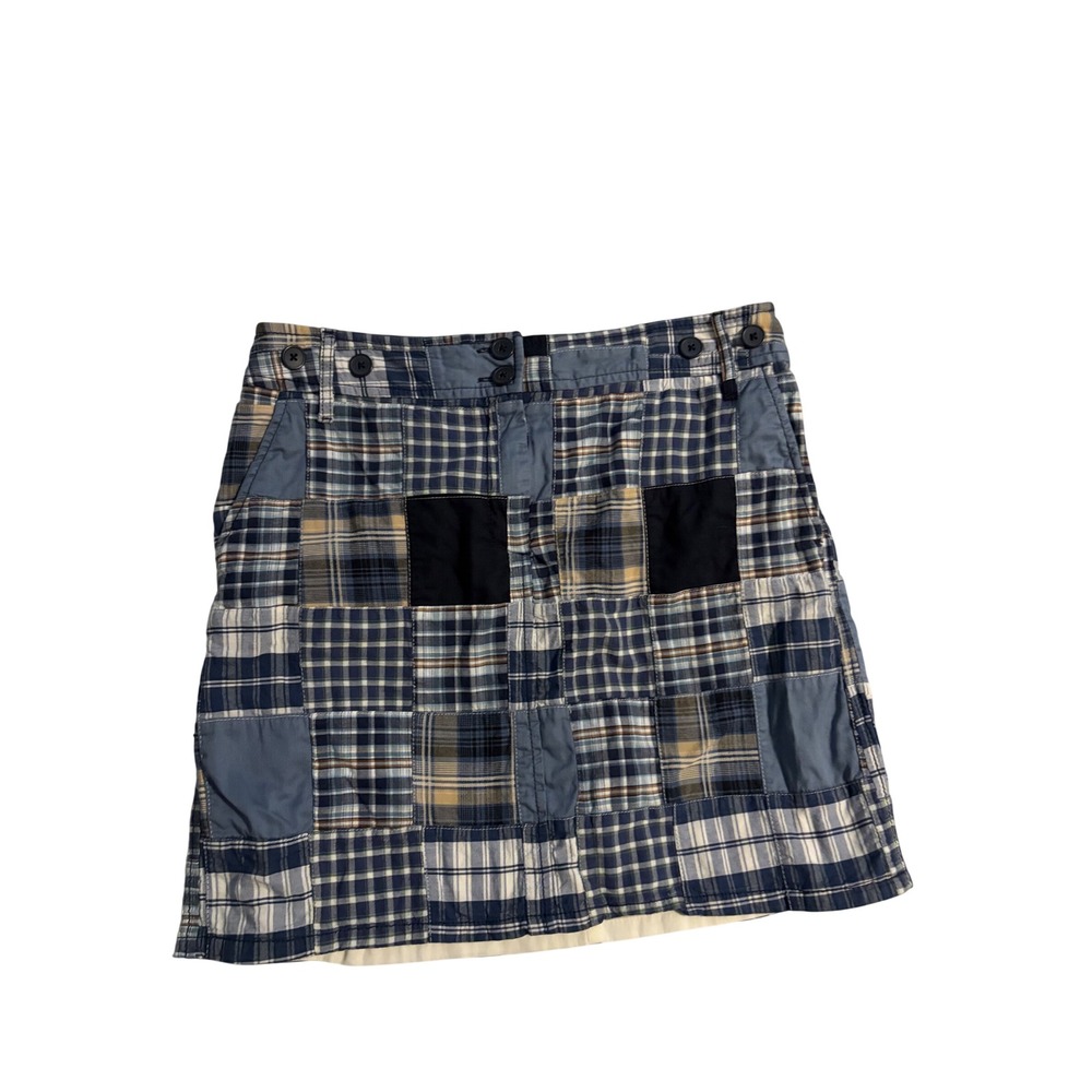 Ann Taylor Loft Skirt Patchwork Plaid Blue Preppy Mini 8